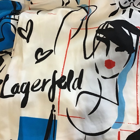 KARL LAGERFELD PARIS White Logo Sketch Print Short Sleeve Shirtdress Size 4 - Picture 7 of 10